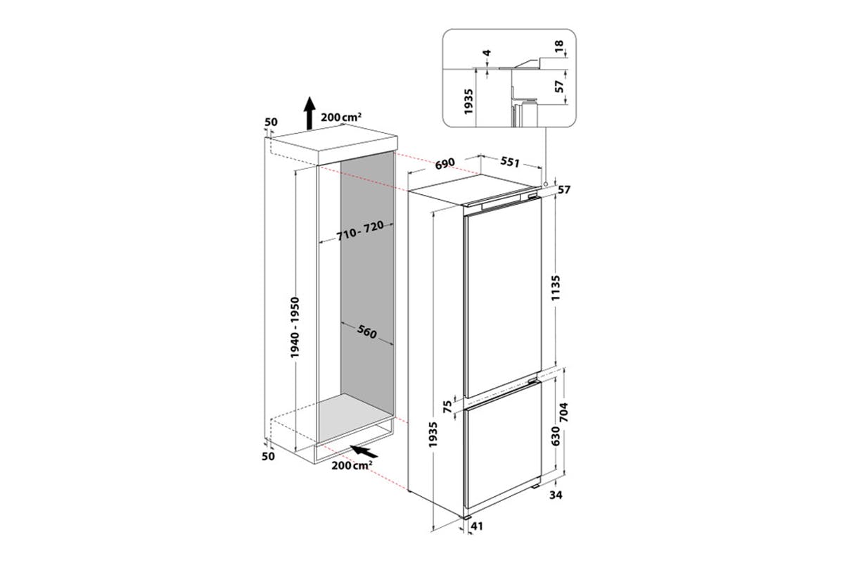 Whirlpool 70/30 Built-in Frost Free Fridge Freezer | WHSP70T122UK-13
