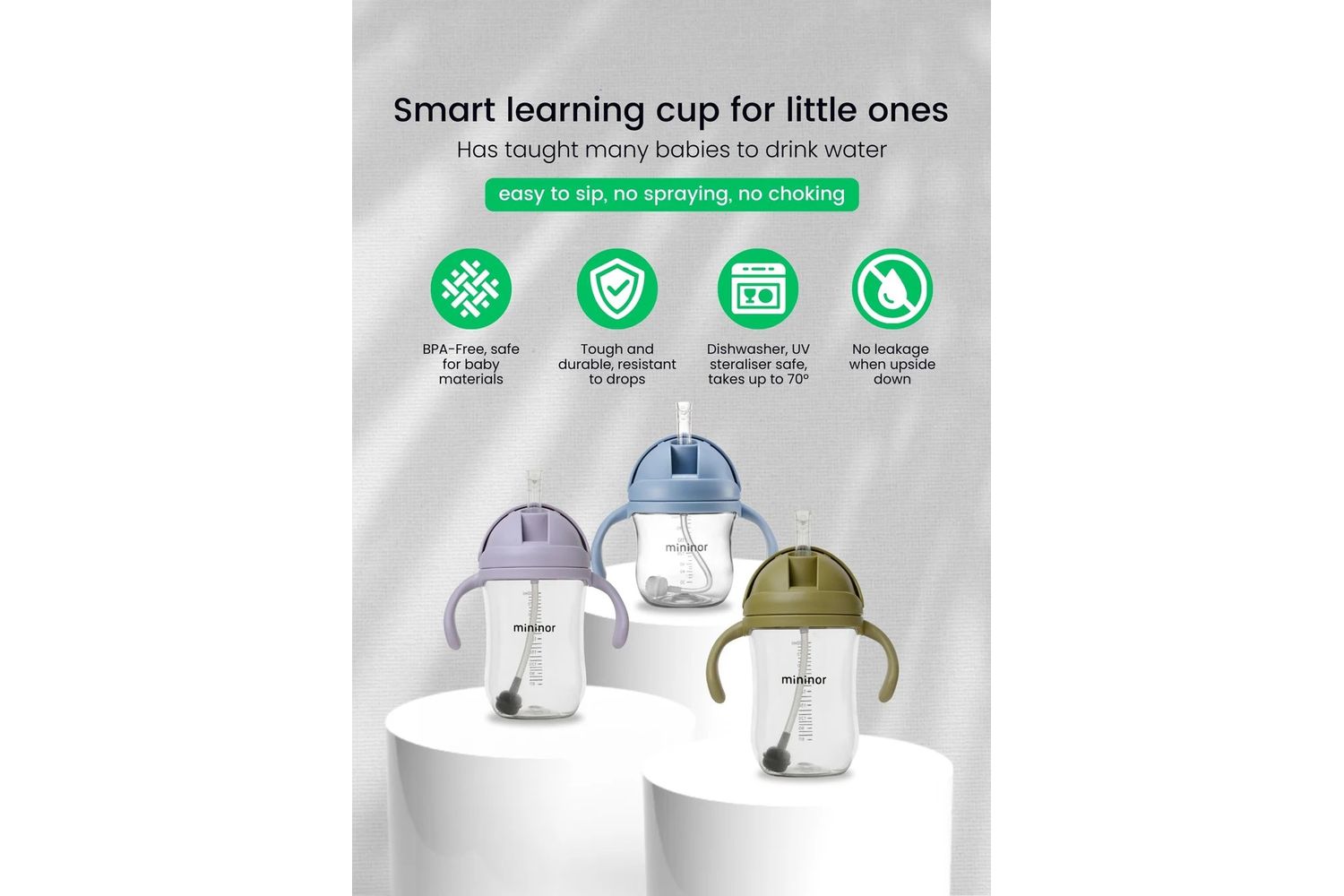 Mininor | 14252 | Tritan Rhubarb 330ml Straw Bottle For Baby Feeding And Weaning-3