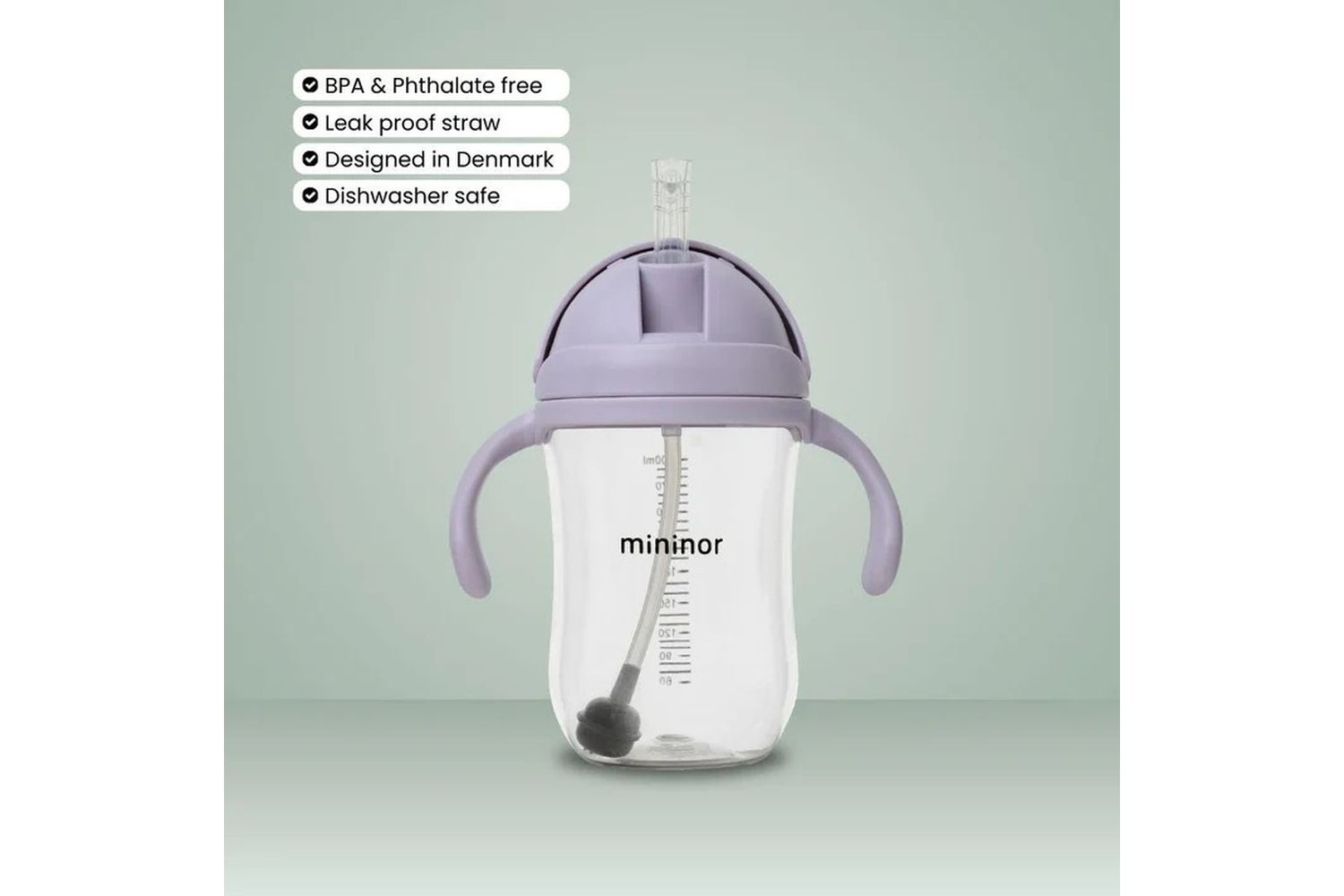 Mininor | 14252 | Tritan Rhubarb 330ml Straw Bottle For Baby Feeding And Weaning-5