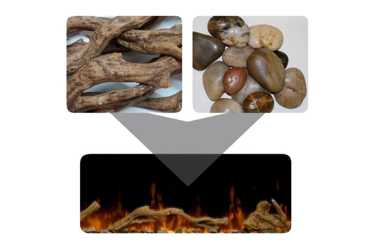 Dimplex Driftwood & River Rock Fuel Bed Fireplace Accessory, Suitable For 50" LED Dimplex Fire | LF50DWS-3