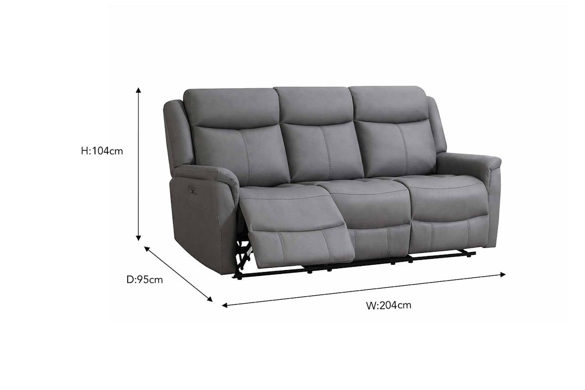 Otto 3 Seater Sofa | Power Recliner | Fabric | Steel Grey-3
