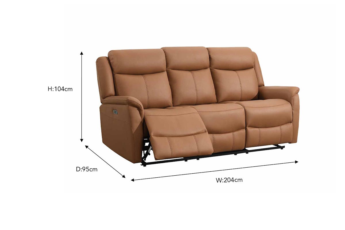 Otto 3 Seater Sofa | Power Recliner | Fabric | Tan-2