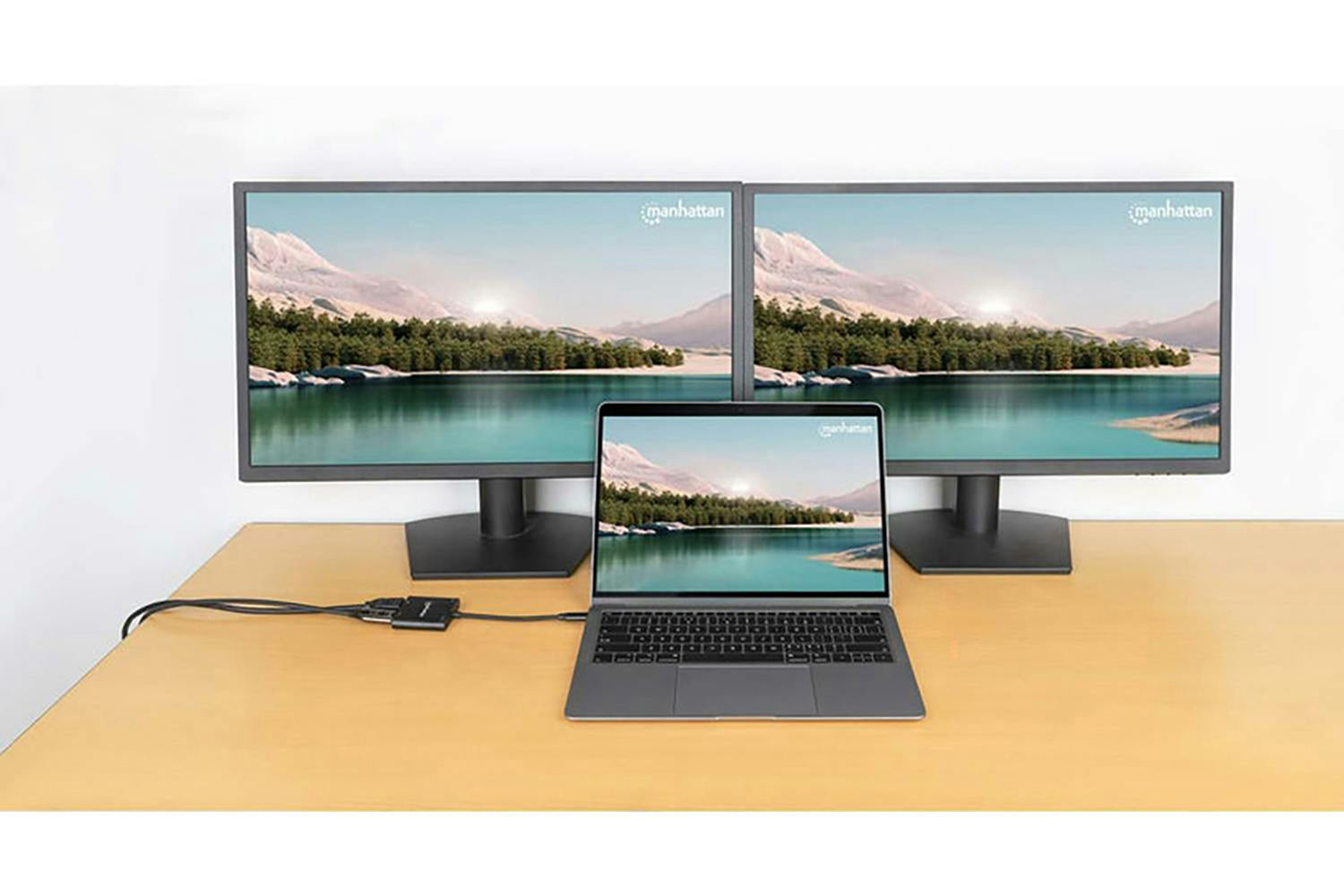 Manhattan USB-C PD to Dual-HDMI Monitor Adapter | Black-4