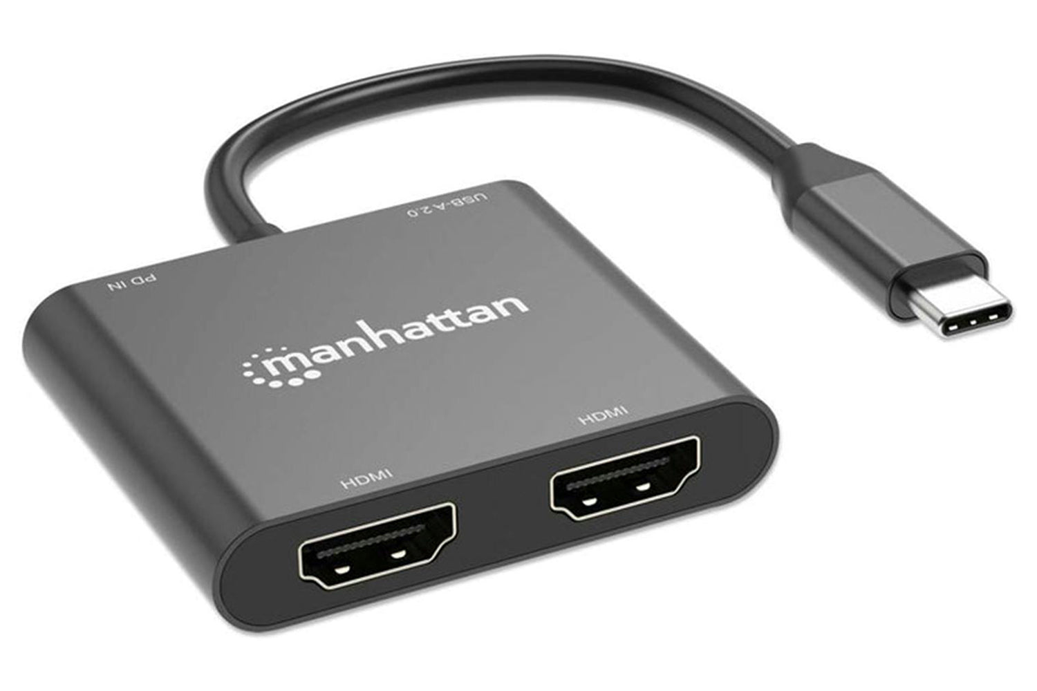 Manhattan USB-C PD to Dual-HDMI Monitor Adapter | Black-5