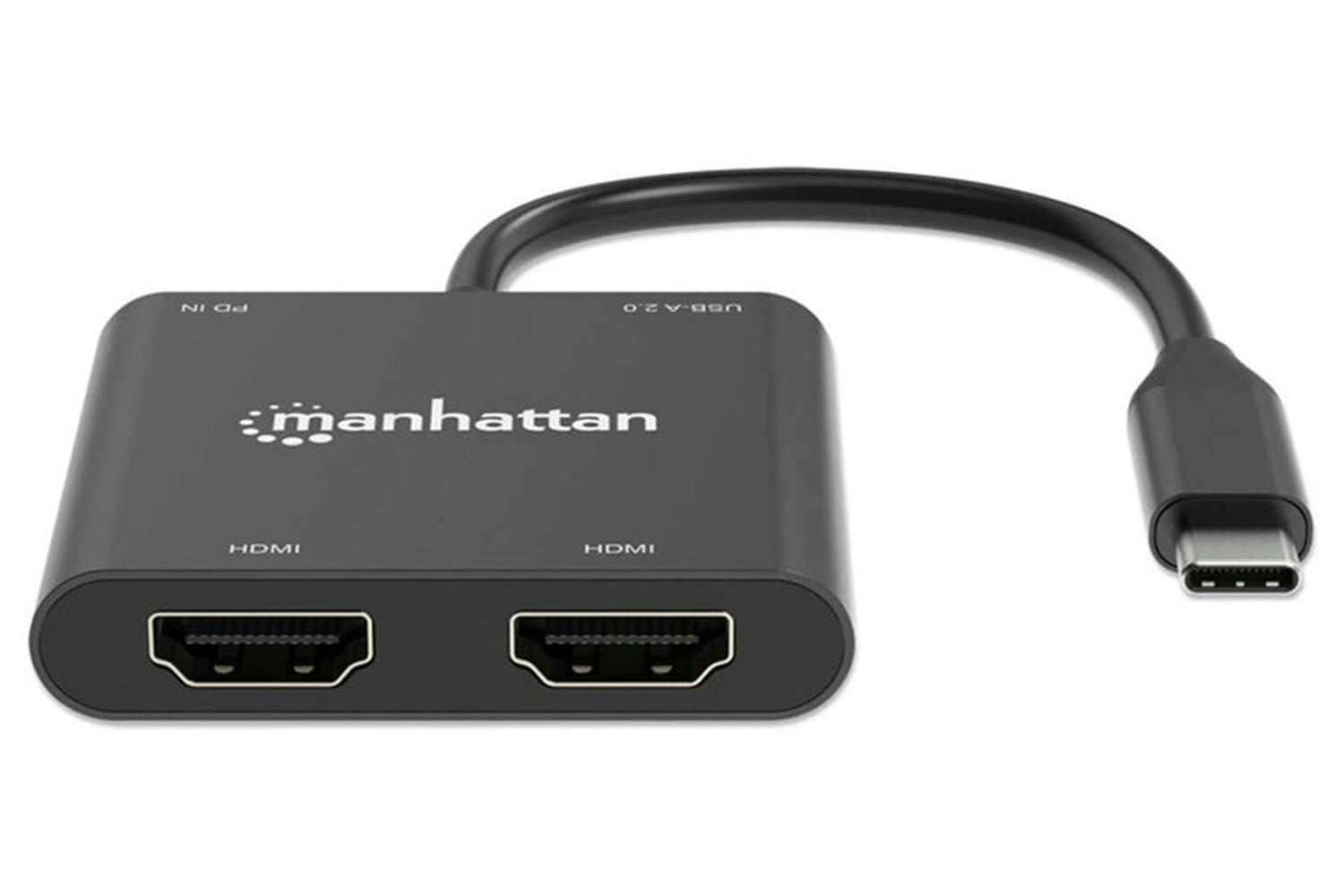 Manhattan USB-C PD to Dual-HDMI Monitor Adapter | Black-6