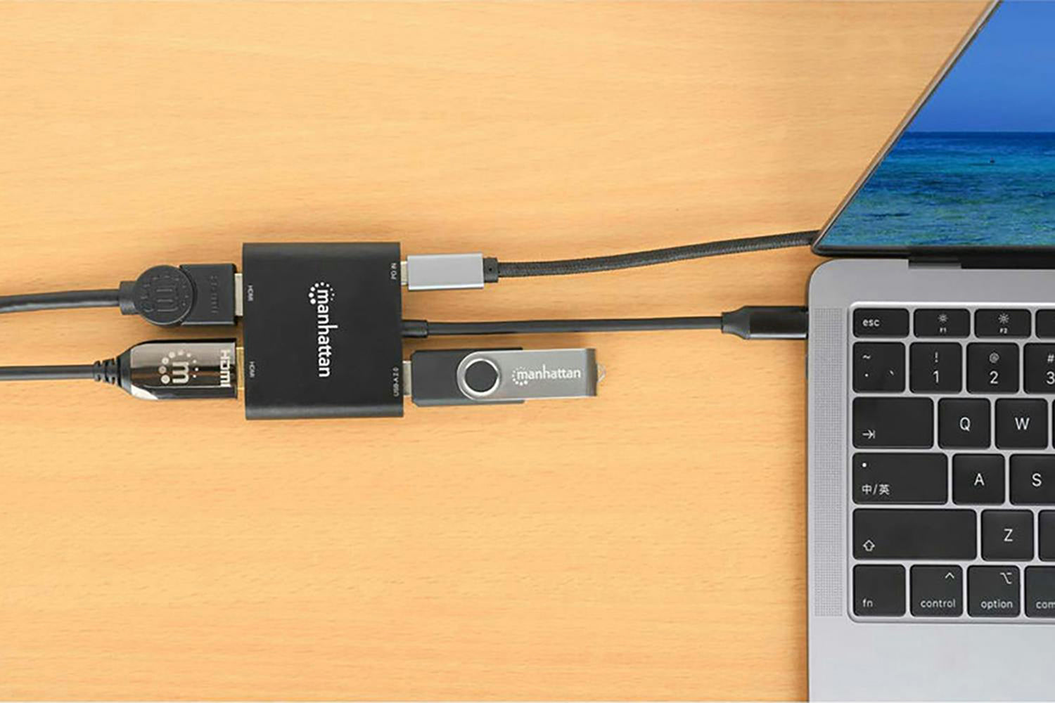 Manhattan USB-C PD to Dual-HDMI Monitor Adapter | Black-7