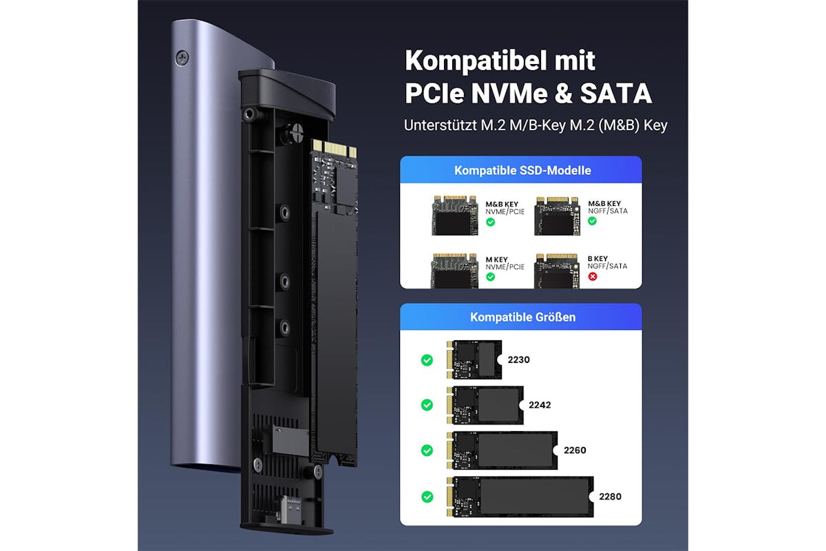 UGREEN USB 3.2 10Gbps M.2 NVMe / SATA Enclosure | Silver-3