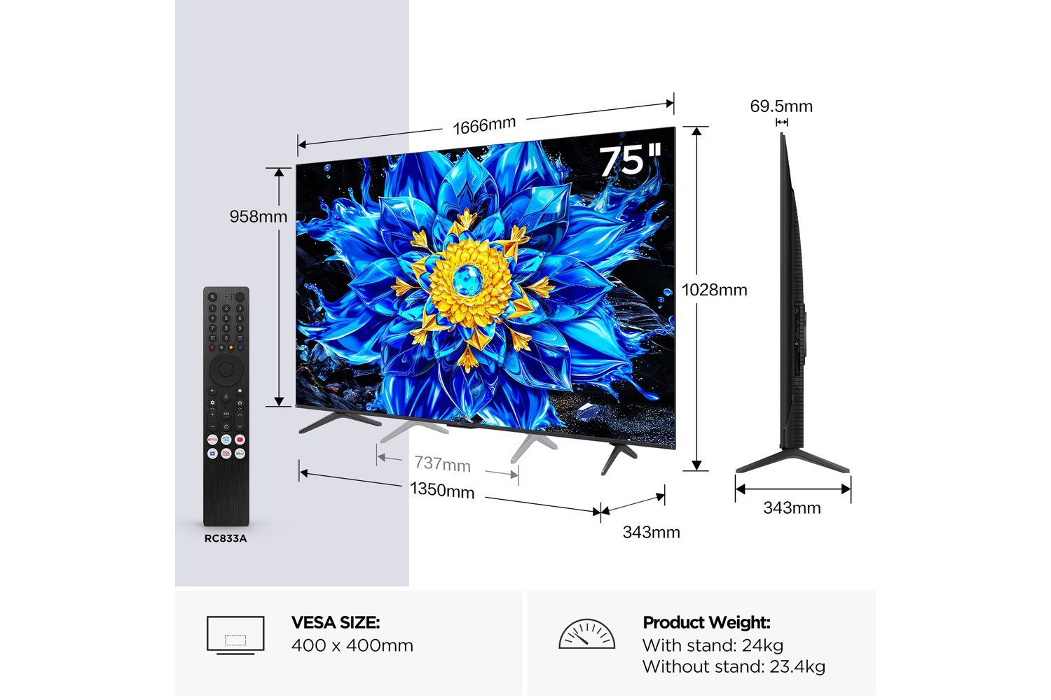 TCL P8L 75" QD-Mini LED Dimming TV (2026) | 75P8L-16