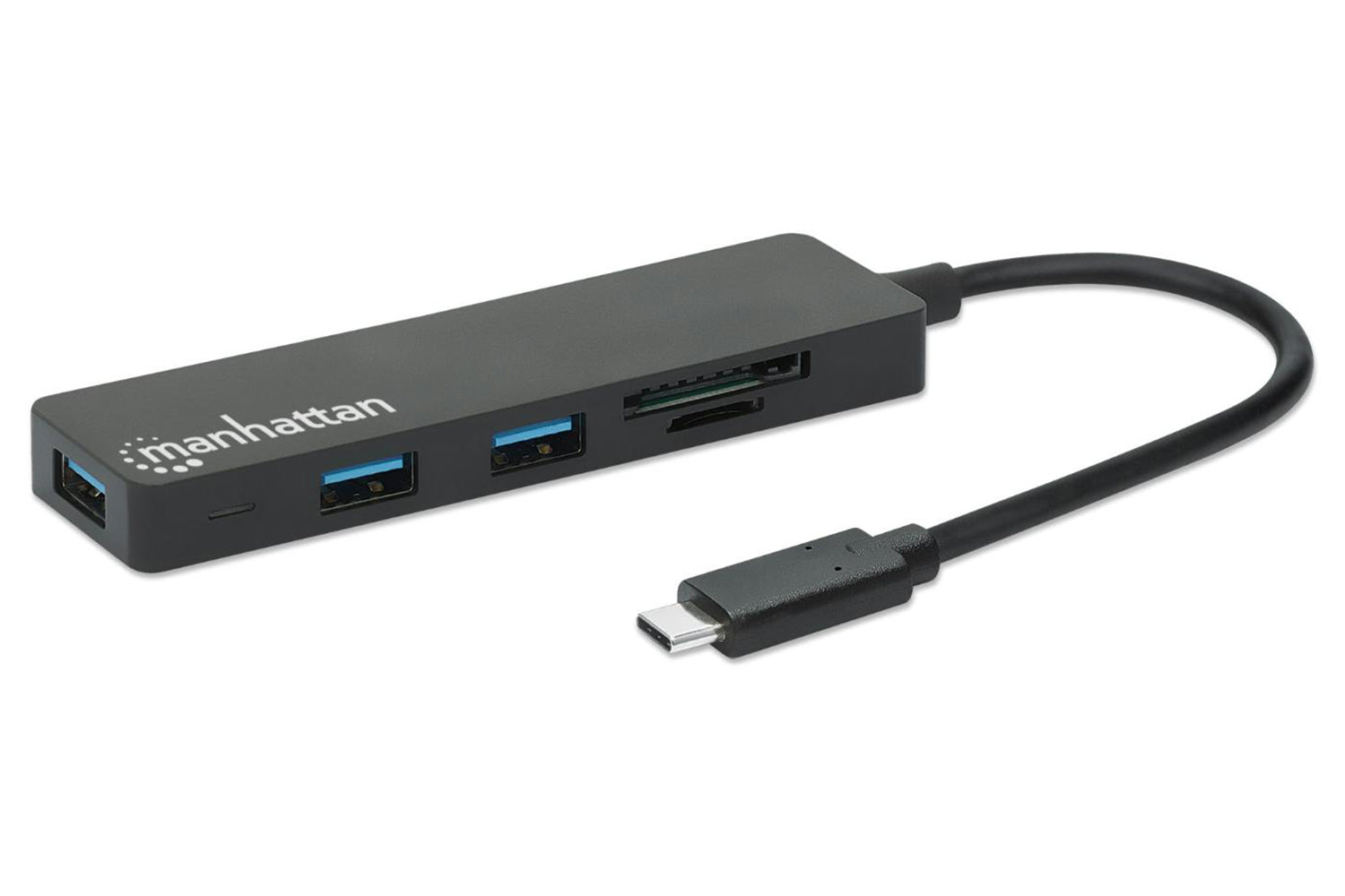 Manhattan 3 Port USB-C Hub with Card Reader-2