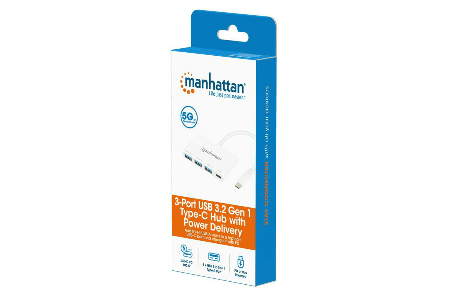 Manhattan 3-Port USB 3.0 Type-C Hub with Power Delivery-3