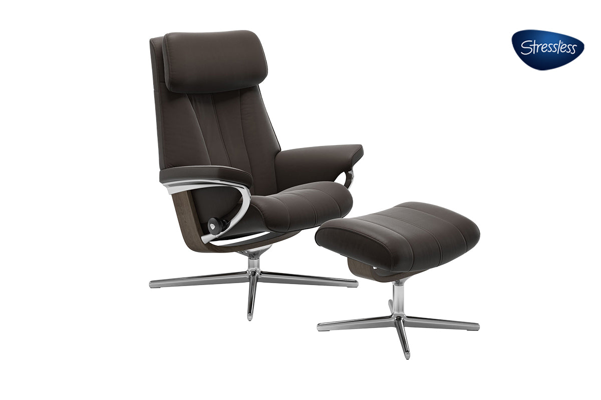 Stressless® Paul Recliner with Footstool | Leather | Chestnut
