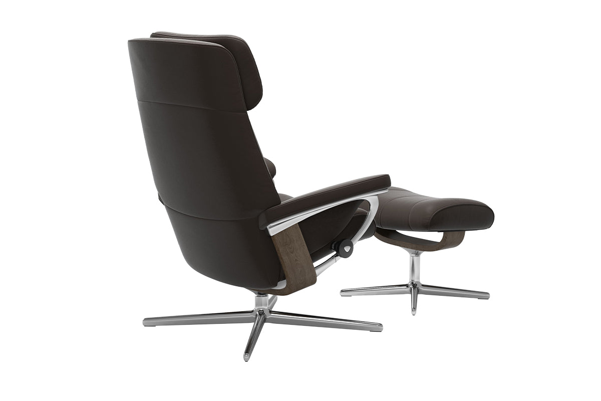 Paul Armchair with Footstool | Static Recliner | Leather | Chestnut-4