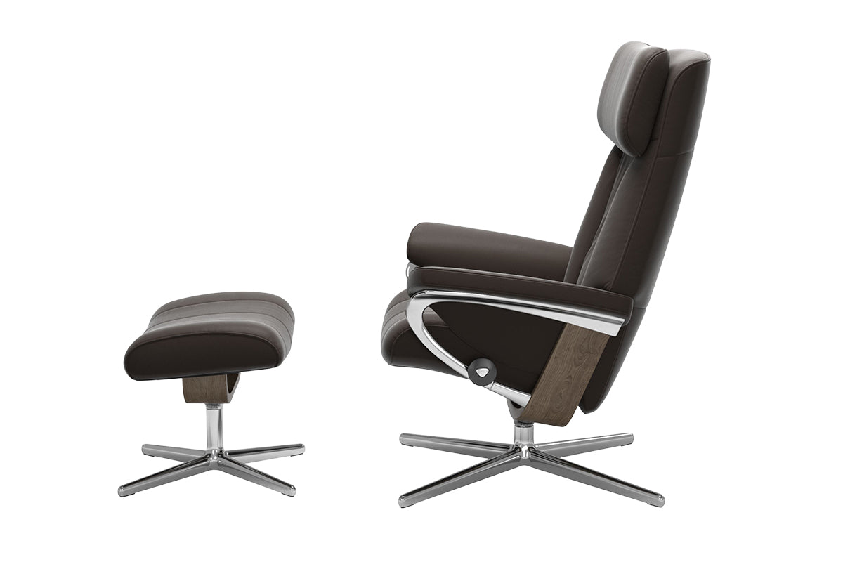 Paul Armchair with Footstool | Static Recliner | Leather | Chestnut-3