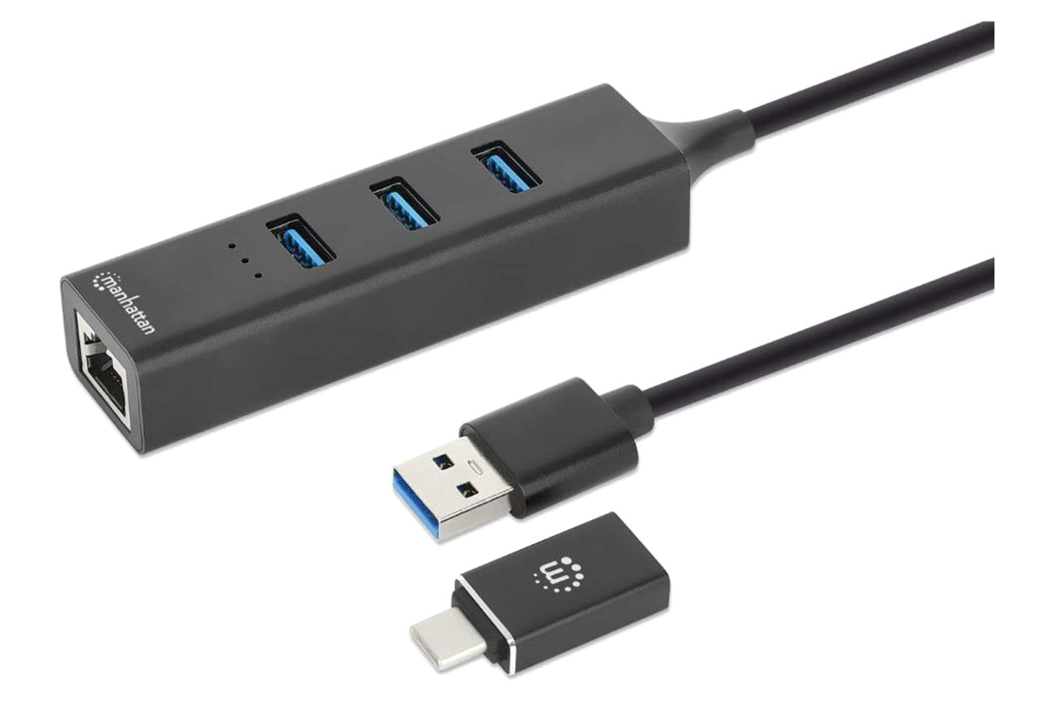 Manhattan 3-Port USB 3.0 Type-C/A Combo Hub with Gigabit Ethernet Network Adapter