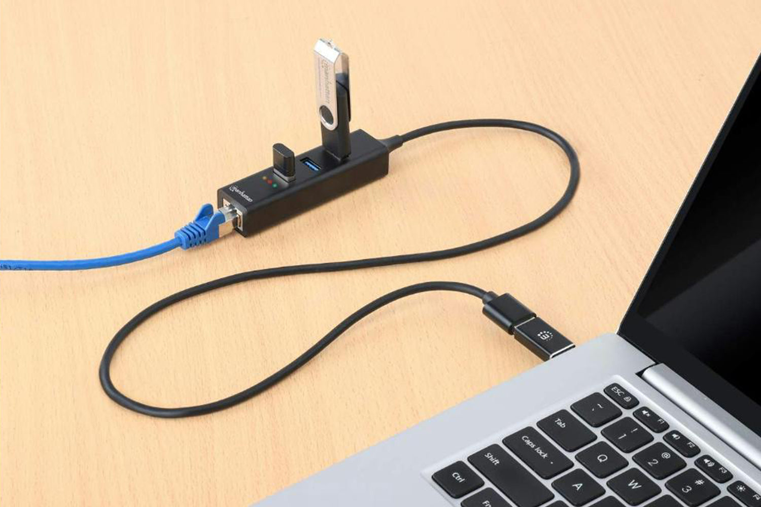 Manhattan 3-Port USB 3.0 Type-C/A Combo Hub with Gigabit Ethernet Network Adapter-2