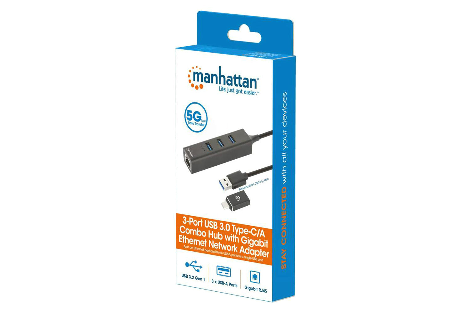 Manhattan 3-Port USB 3.0 Type-C/A Combo Hub with Gigabit Ethernet Network Adapter-3
