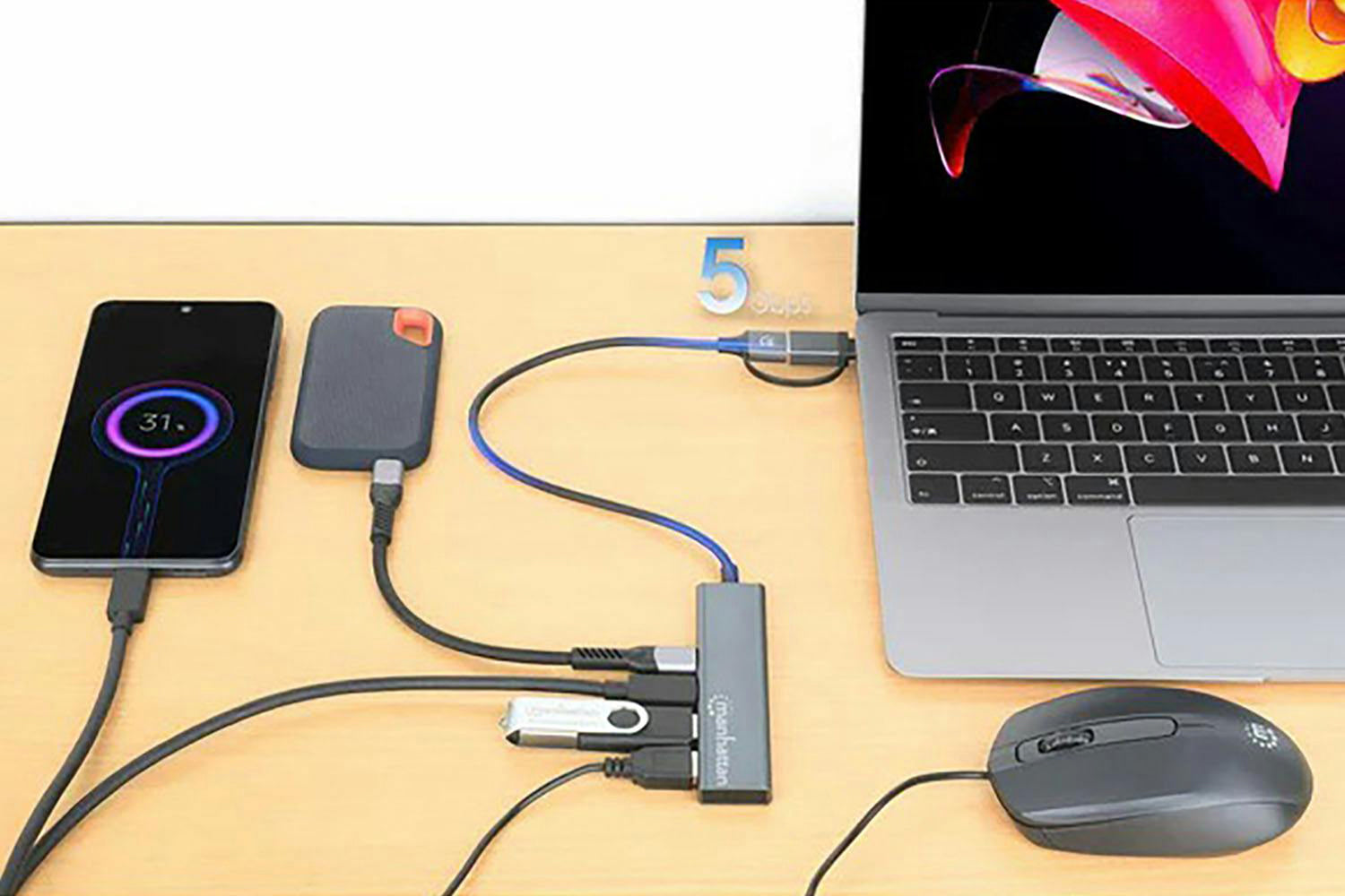 Manhattan 4-Port USB 3.0 Type-C / Type-A 2x2 Combo Hub | Space Grey-2