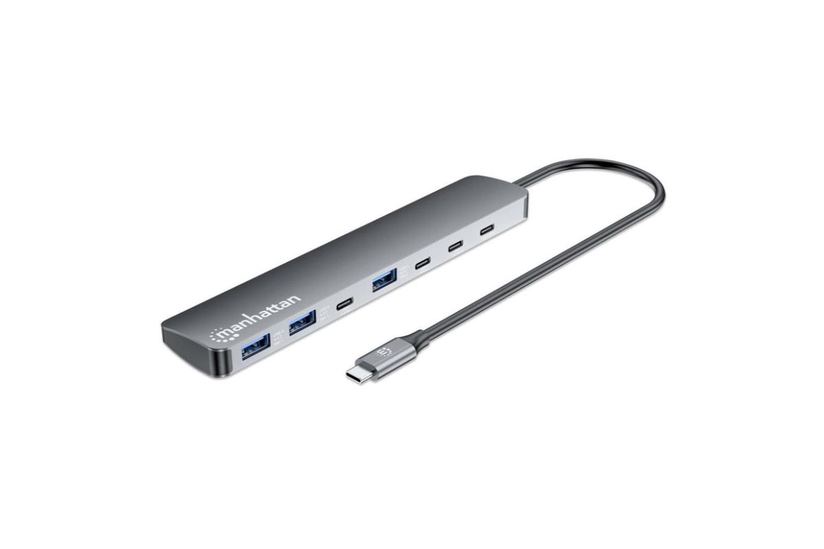 Manhattan 7-Port 10G USB-C to USB-A Hub | Space Grey