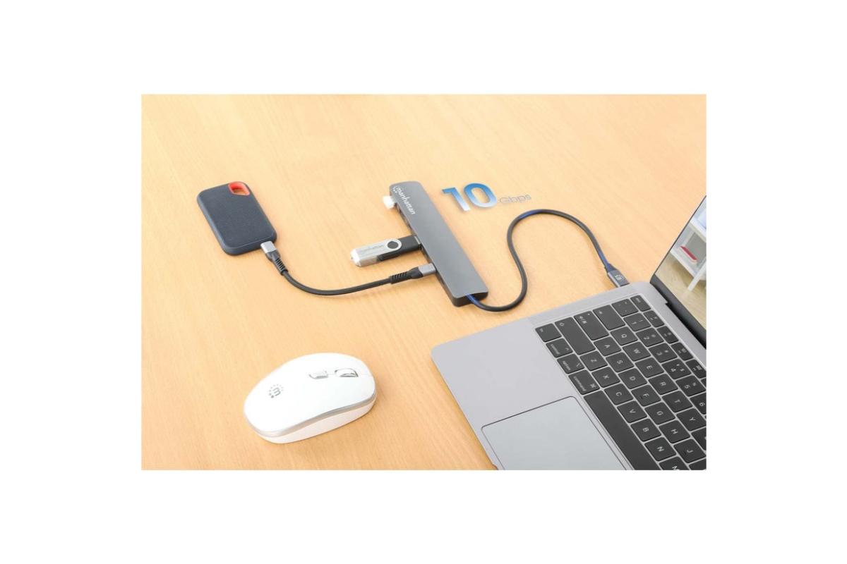 Manhattan 7-Port 10G USB-C to USB-A Hub | Space Grey-2