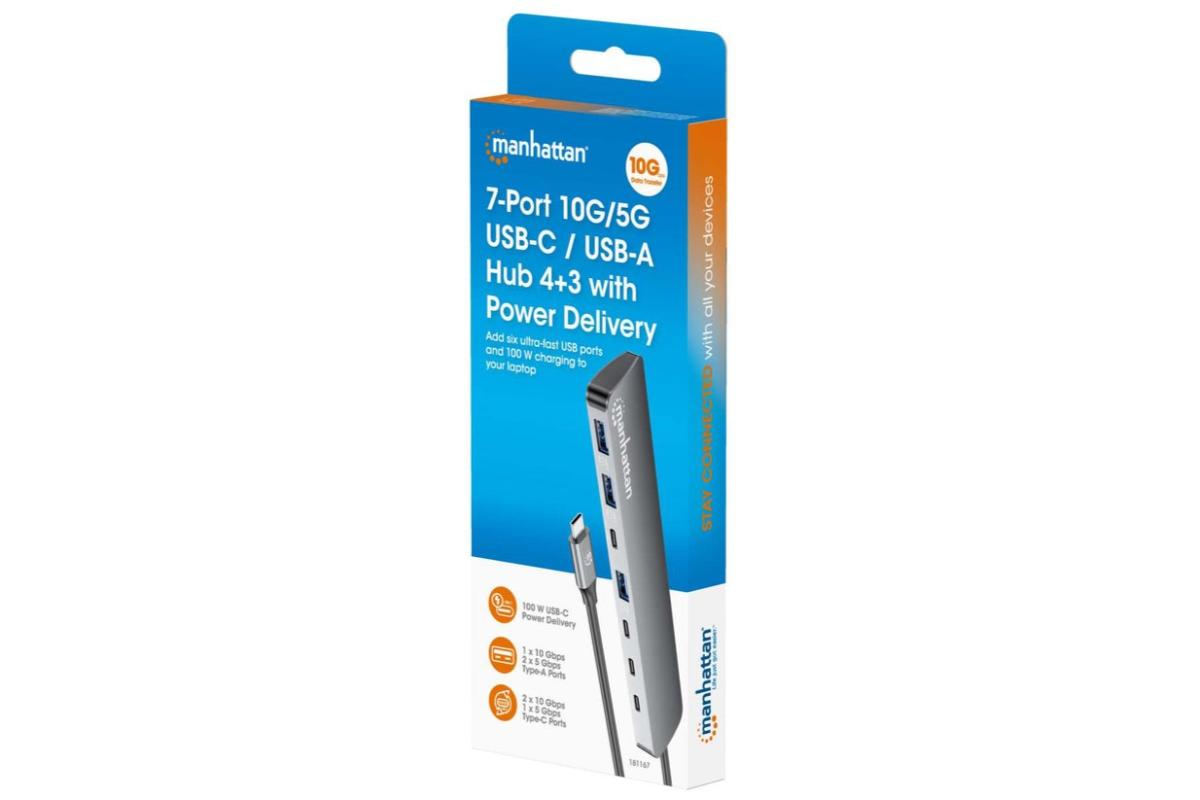Manhattan 7-Port 10G/5G USB-C to USB-A Hub | Space Grey-9