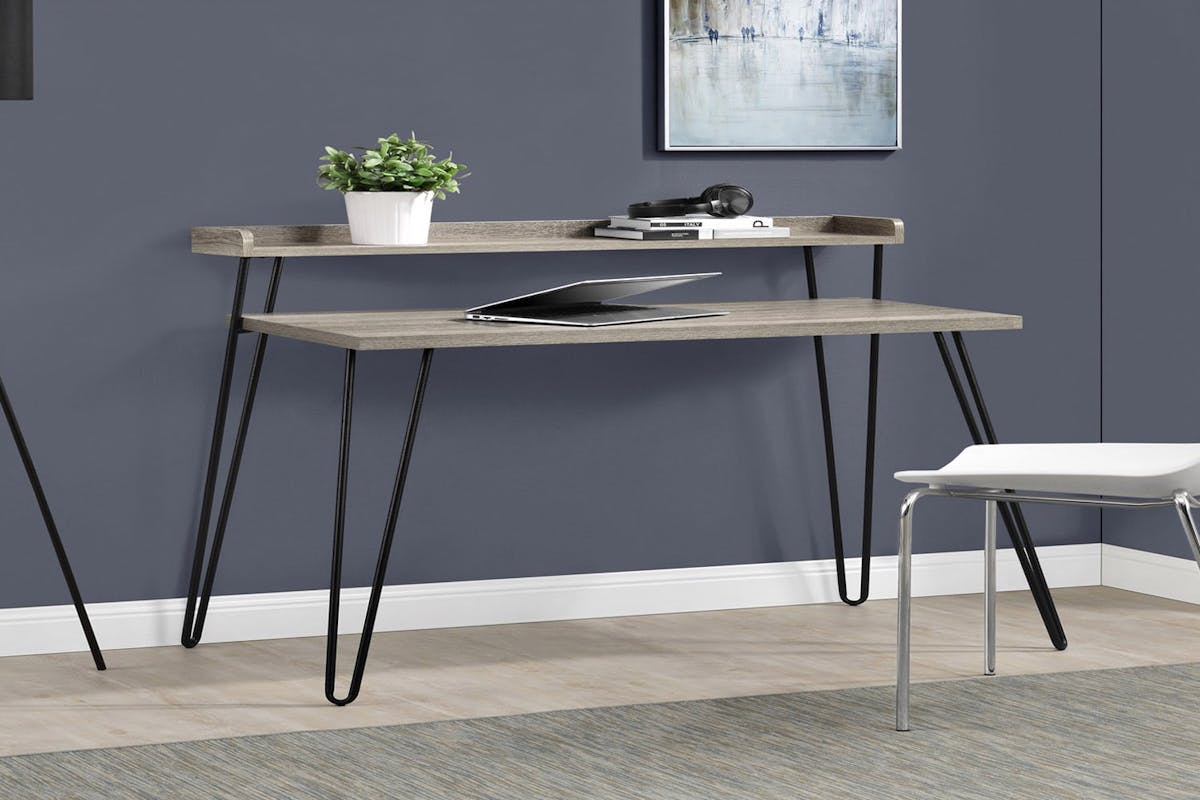 Dorel Haven Retro Desk with Riser | Grey Oak-2