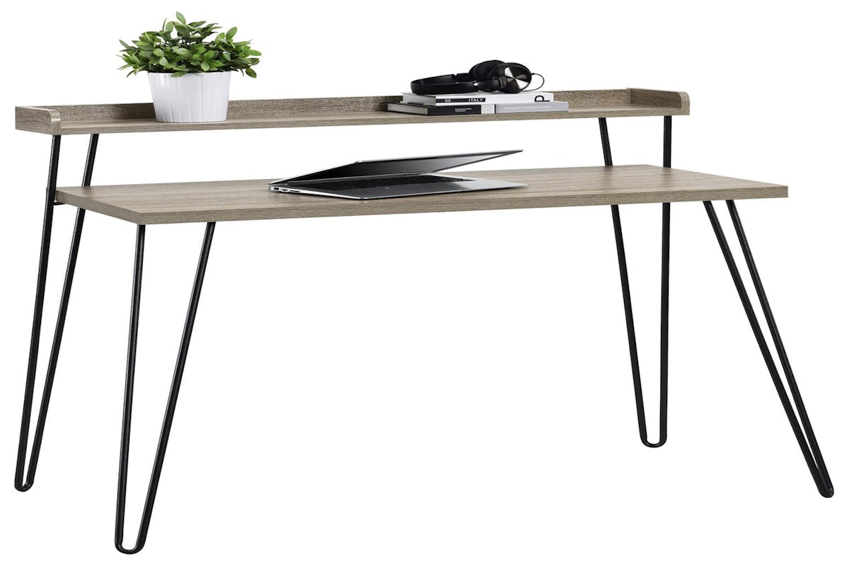 Dorel Haven Retro Desk with Riser | Grey Oak-4