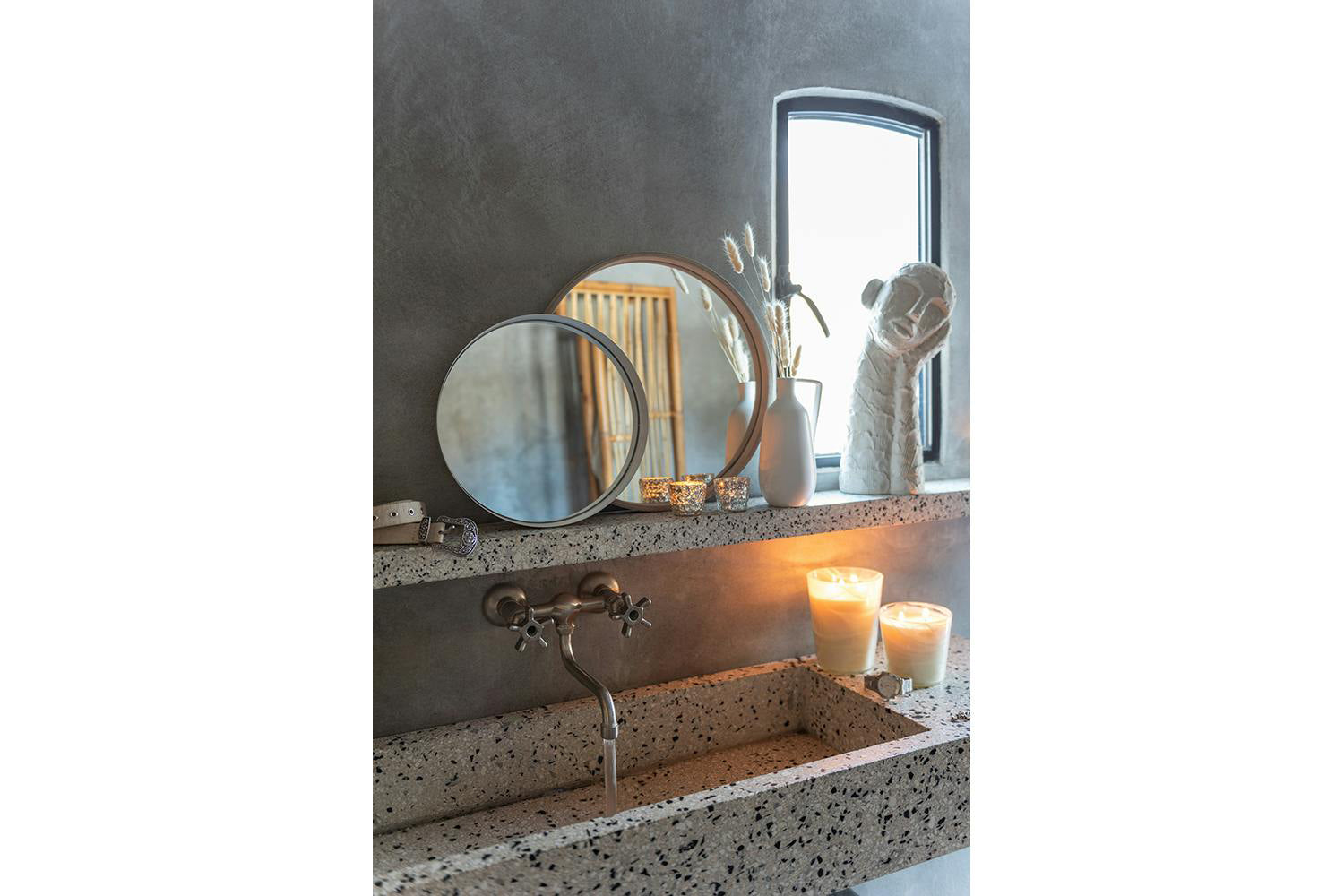 Round Wall Mirror | White | 30 cm-2