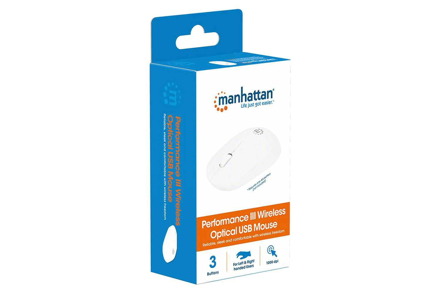 Manhattan Performance III Wireless Optical USB Mouse | White-10