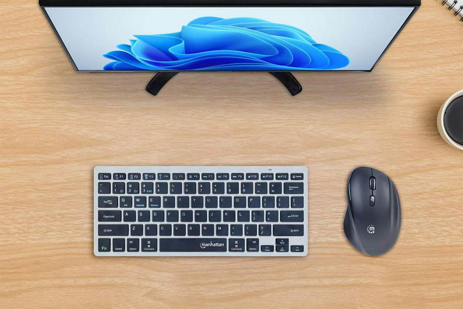 Manhattan Ergonomic Wireless Mouse With 2-in-1 USB Receiver | Black-2