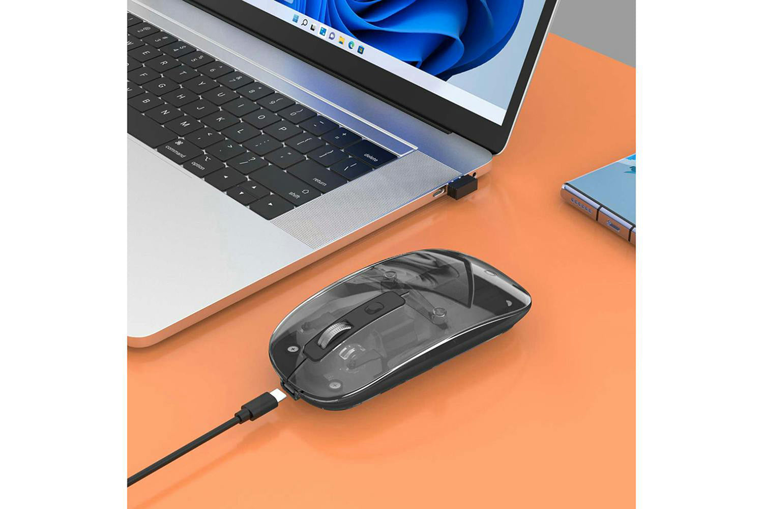 Manhattan Rechargeable Wireless USB Mouse | Clear/Black-2