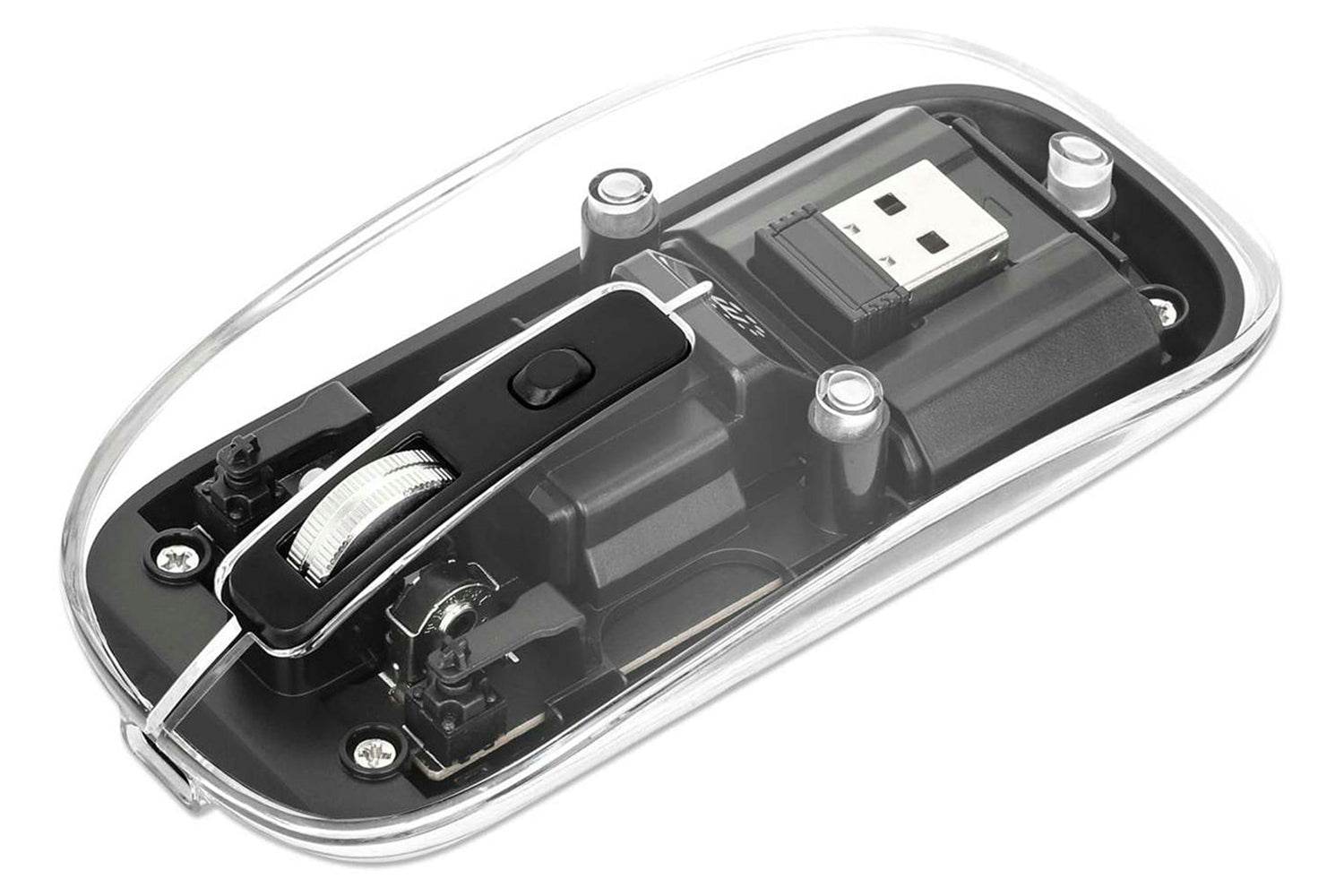 Manhattan Rechargeable Wireless USB Mouse | Clear/Black-3