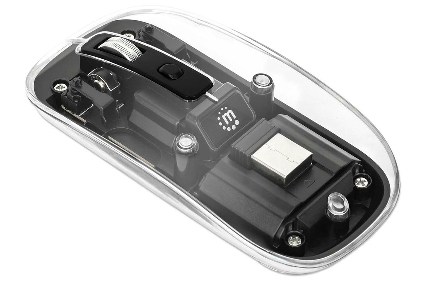 Manhattan Rechargeable Wireless USB Mouse | Clear/Black-4