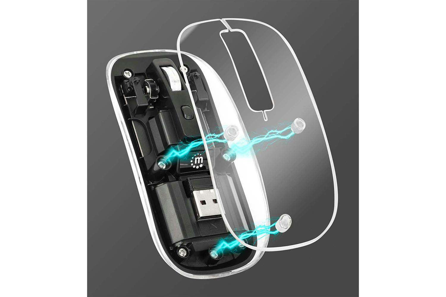 Manhattan Rechargeable Wireless USB Mouse | Clear/Black-7