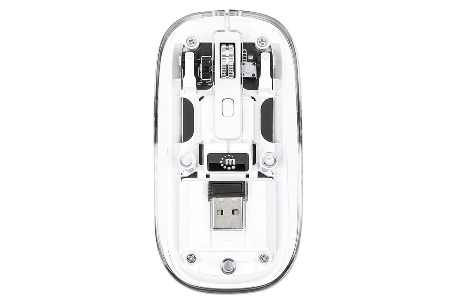 Manhattan Rechargeable Wireless USB Mouse | Clear/White