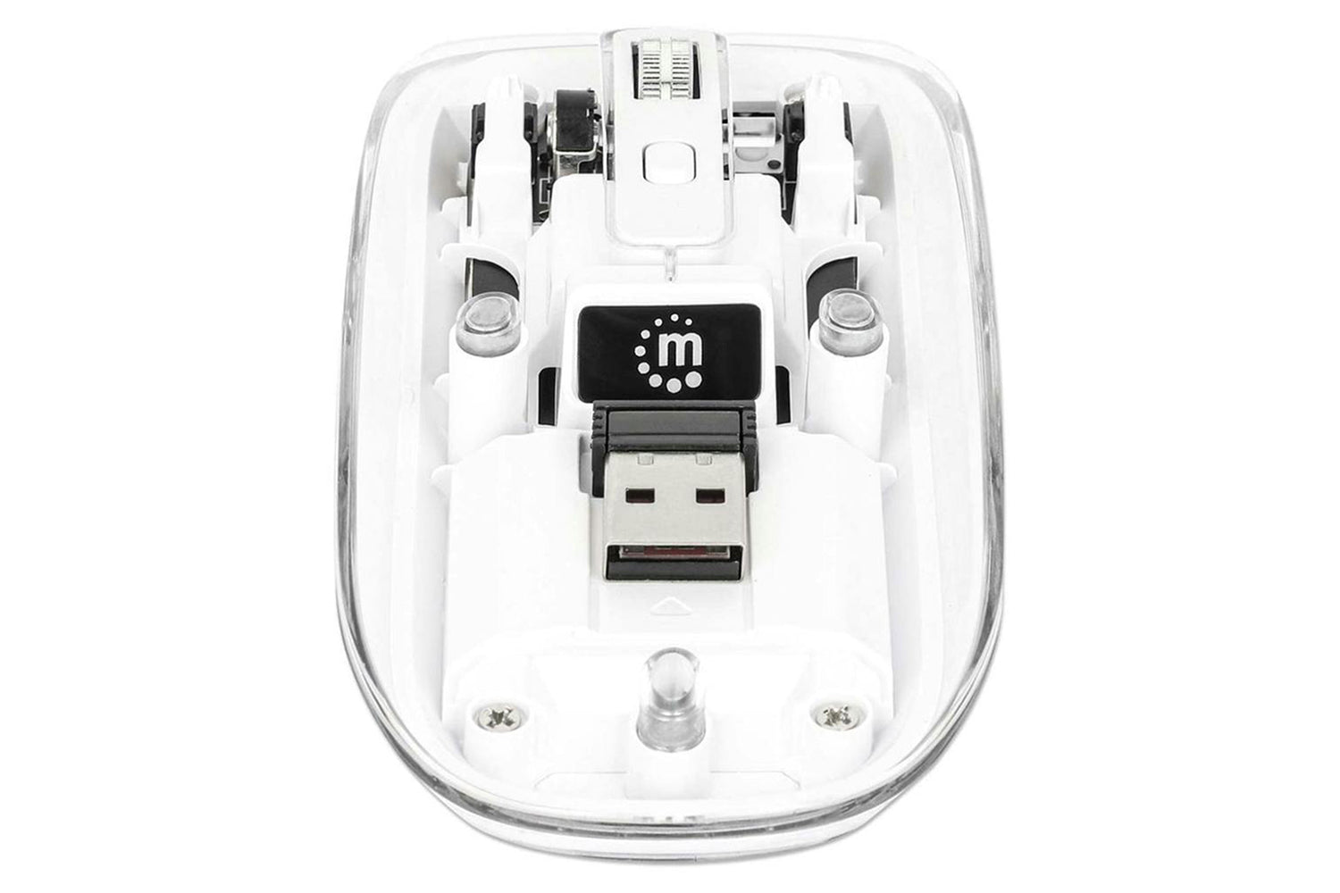 Manhattan Rechargeable Wireless USB Mouse | Clear/White-3