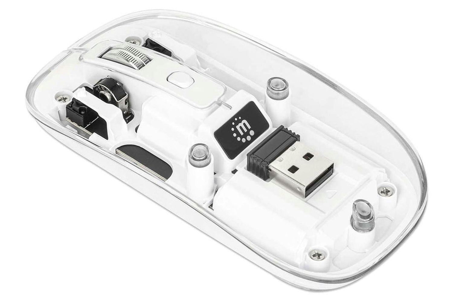 Manhattan Rechargeable Wireless USB Mouse | Clear/White-5