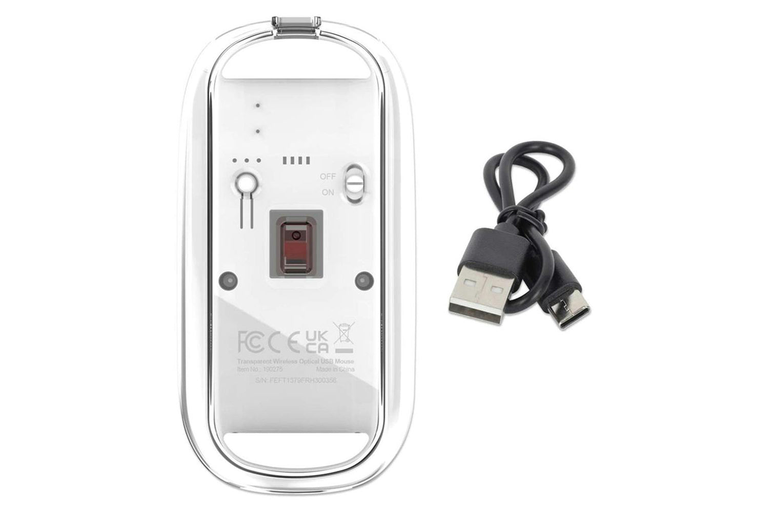 Manhattan Rechargeable Wireless USB Mouse | Clear/White-7