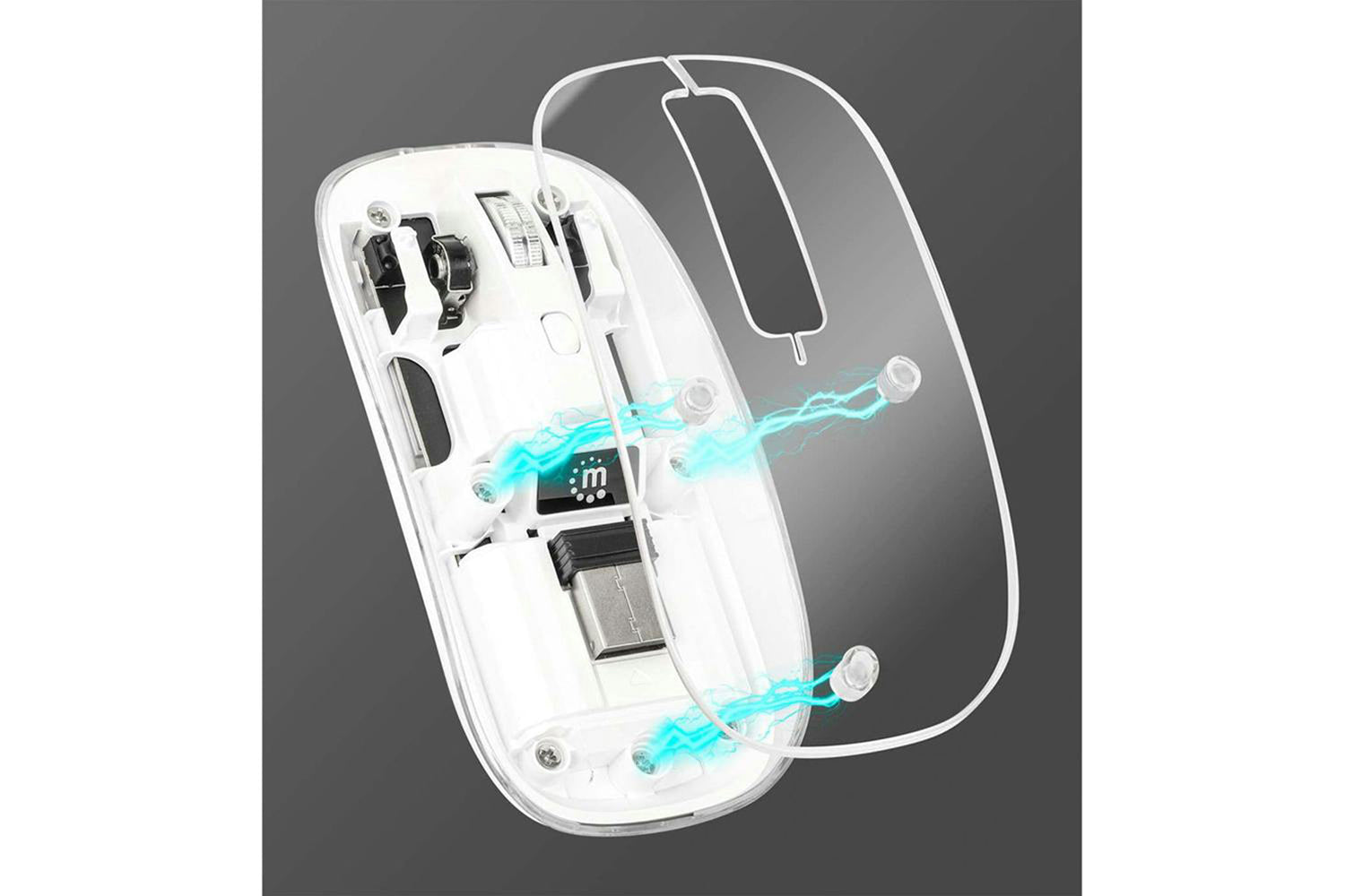 Manhattan Rechargeable Wireless USB Mouse | Clear/White-9