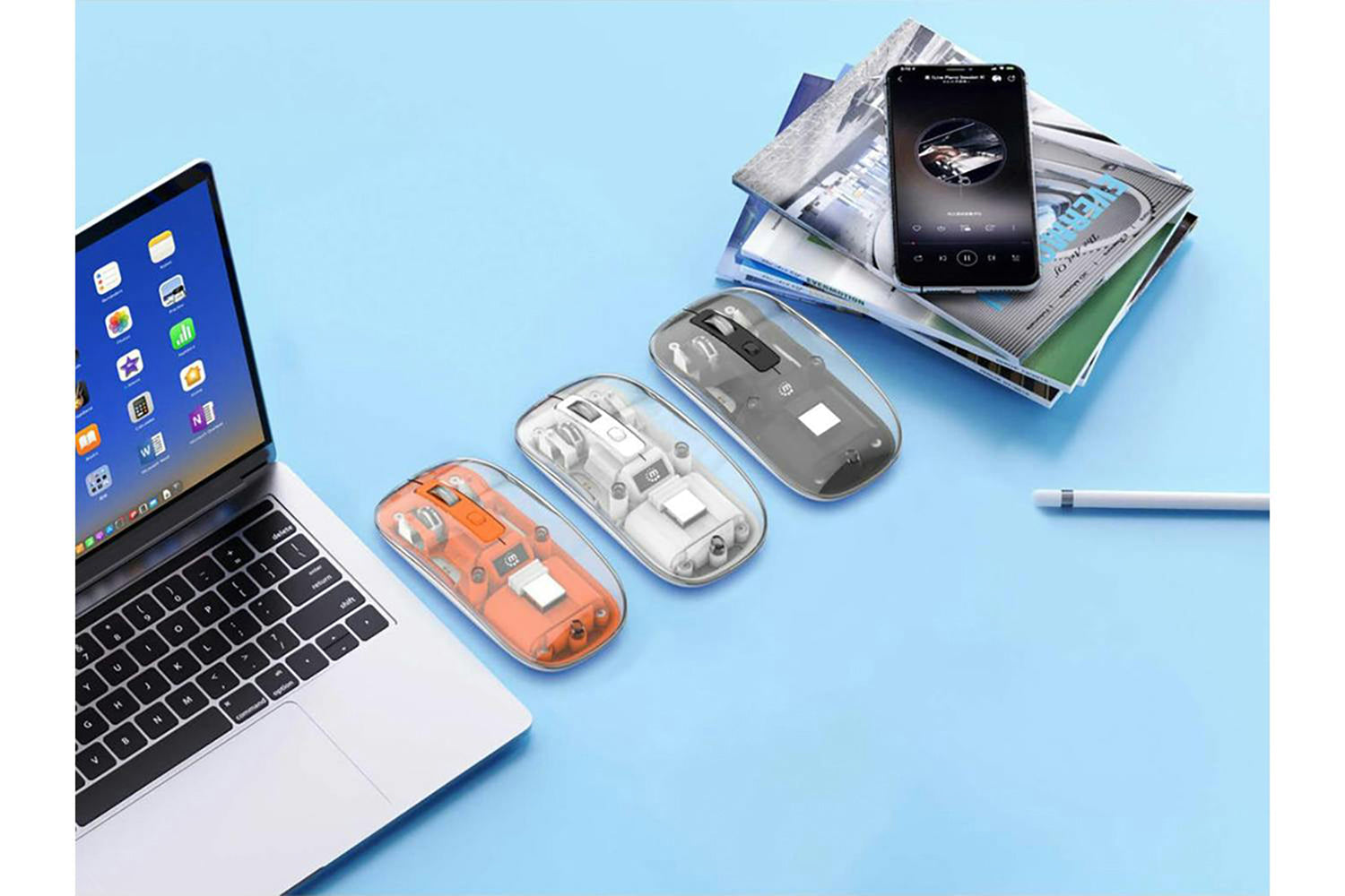 Manhattan Rechargeable Wireless USB Mouse | Clear/Orange-11