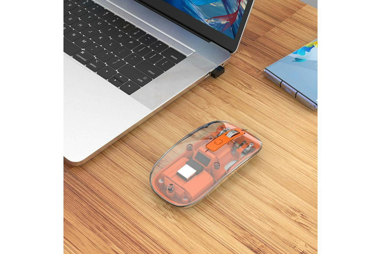 Manhattan Rechargeable Wireless USB Mouse | Clear/Orange-2