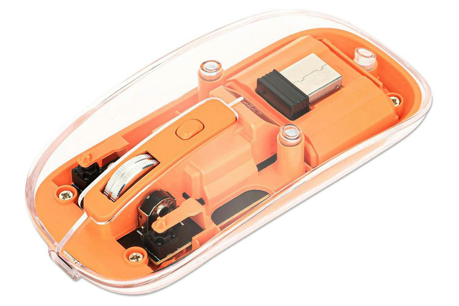 Manhattan Rechargeable Wireless USB Mouse | Clear/Orange-3