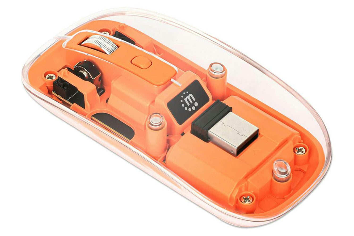 Manhattan Rechargeable Wireless USB Mouse | Clear/Orange-4