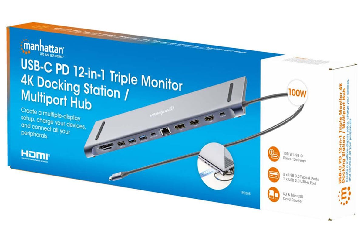 Manhattan USB-C PD 12-in-1 Triple Monitor 4K Docking Station-14