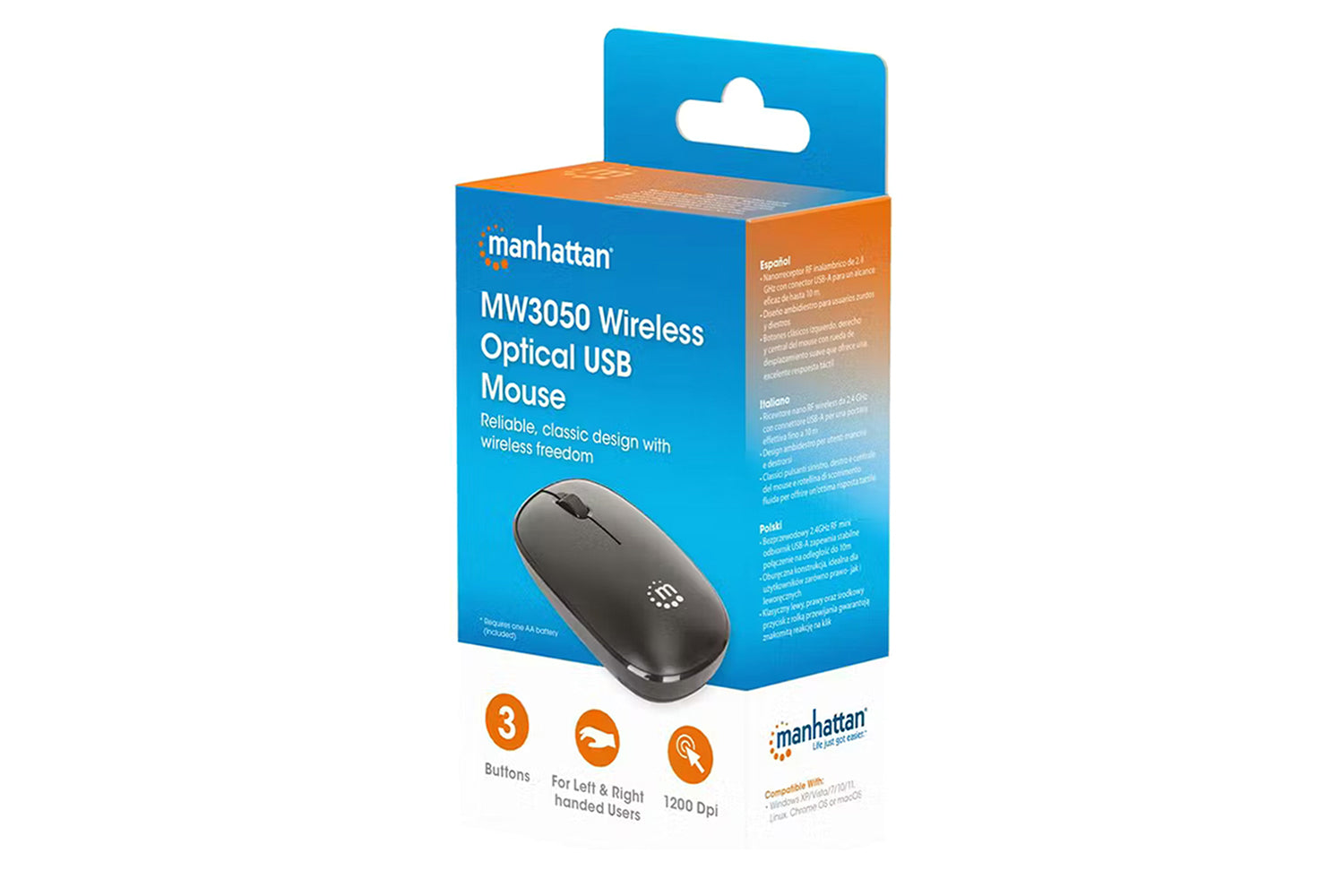 Manhattan Wireless Optical USB Mouse | Black-10