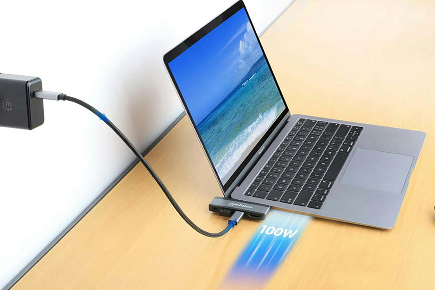 Manhattan USB-C PD to HDMI 4-in-1 Laptop and Tablet Travel Docking Station | Black & Space Grey-9