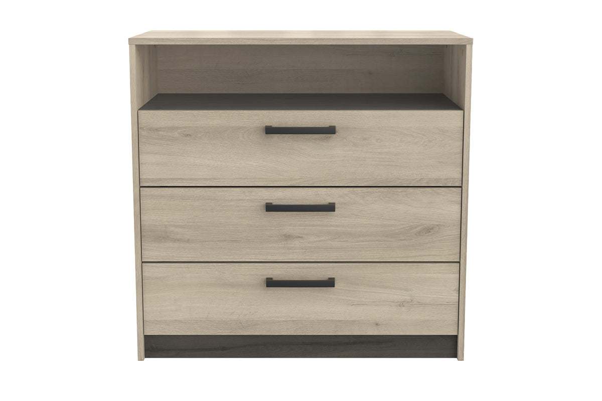 Watson Chest of Drawer | 3 Drawer + Shelf | Oak Effect