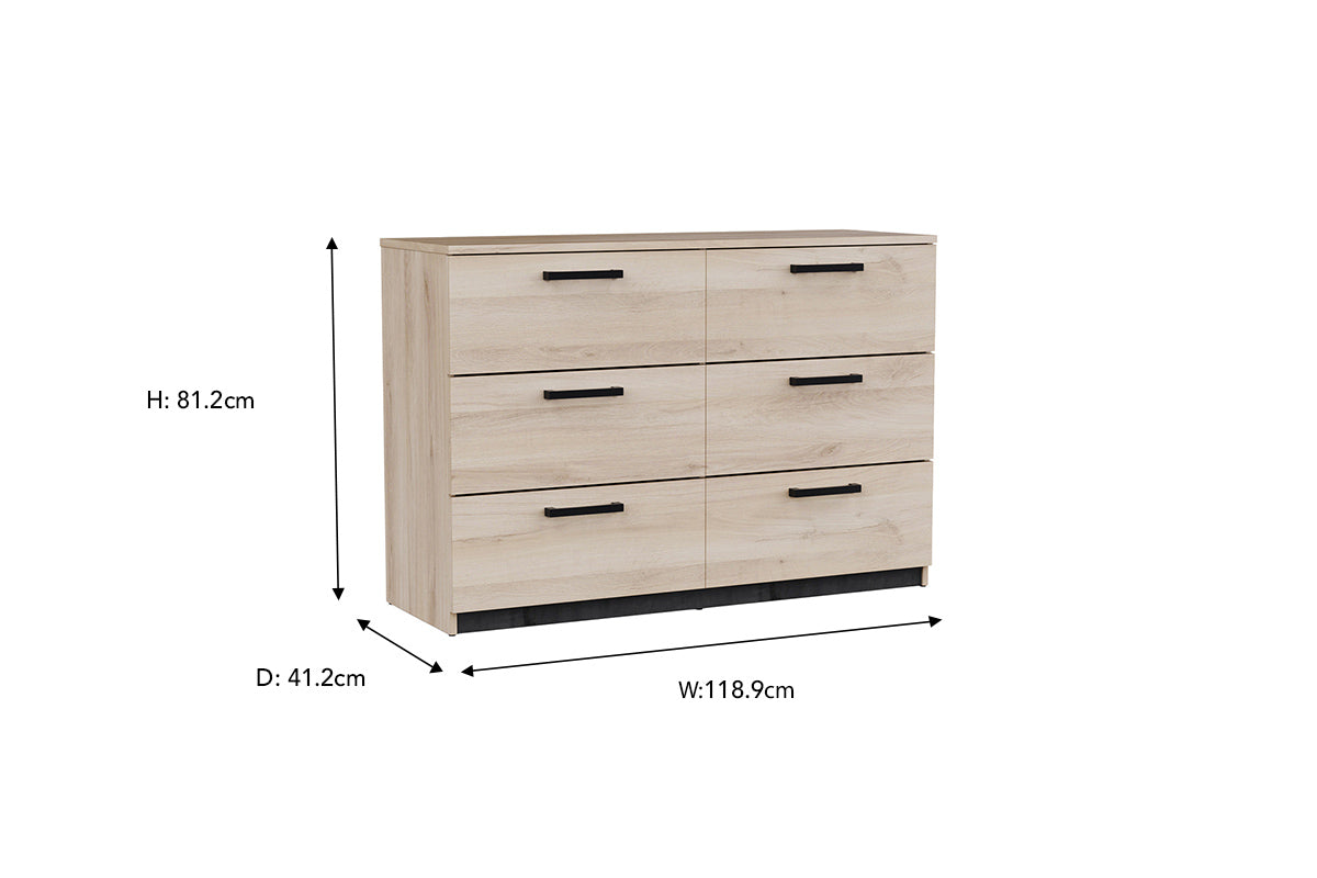Watson Dresser | 6 Drawer | Oak Effect-2