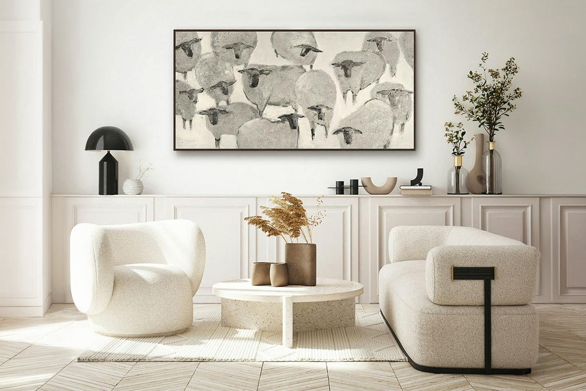 Flock Framed Canvas - Ksenia Sizaya | Natural/Taupe | 150 x 76 cm-2