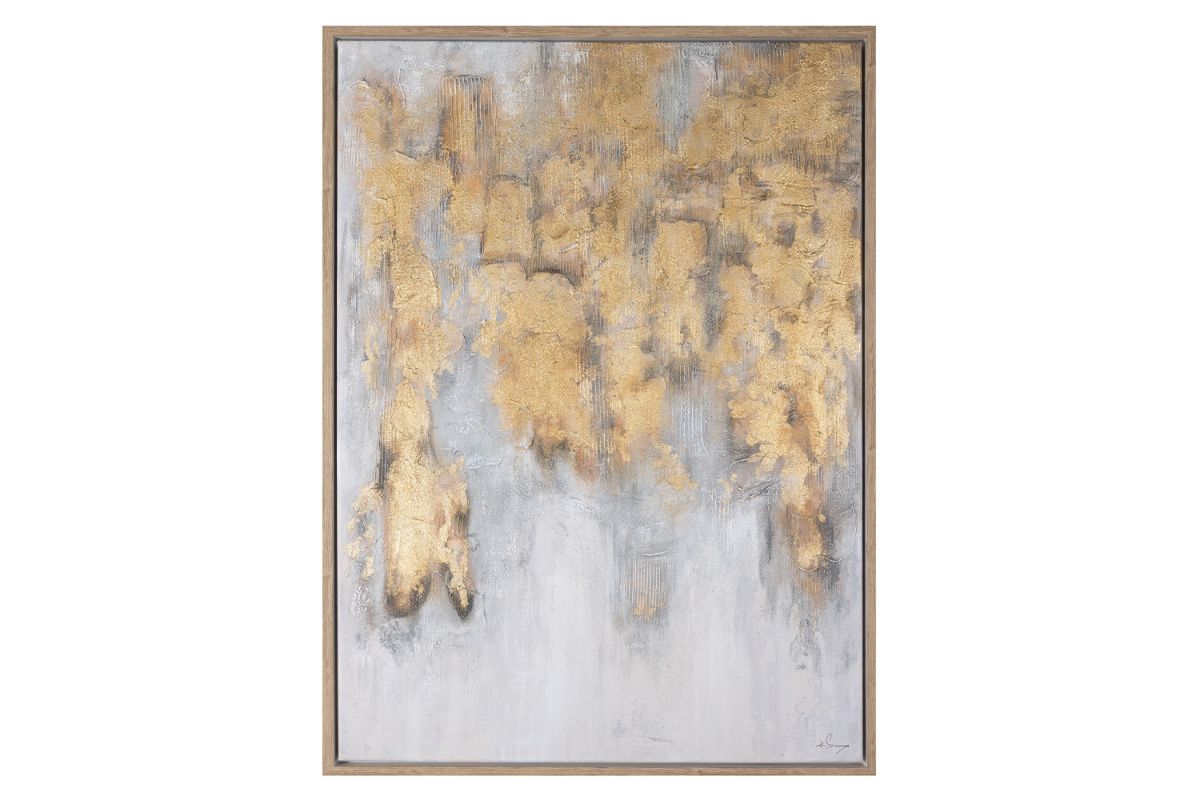 Camdyn Framed Canvas Wall Art | Gold/Grey | 102 x 76 cm