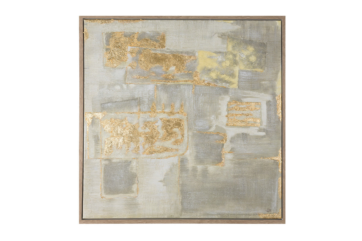 Amoret Framed Canvas Wall Art | Sage/Gold | 89 x 89 cm